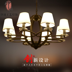 现代中式吊灯客厅 创意中式布艺灯具简约餐厅铁艺卧室书房灯饰