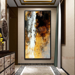手绘现代抽象油画古典客厅玄关装饰画过道竖幅壁画欧式会所有框画