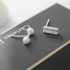 elisha韩国进口2016新款耳钉耳针款耳饰925银简约个性耳钉