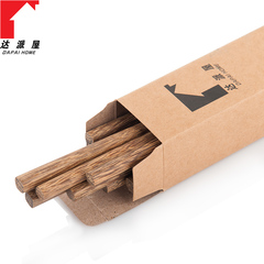 红木鸡翅木筷子无油漆天然木筷10双家用木筷子防滑有纹路礼盒装