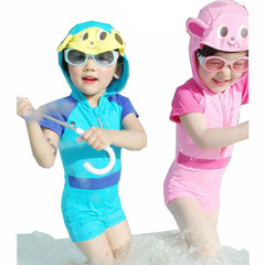 热卖款卡通儿童泳衣男女童宝宝泳装连体防晒游泳衣