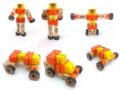 木制玩具 儿童拆装机器人百变造型木头变形动手能力培养益智玩具