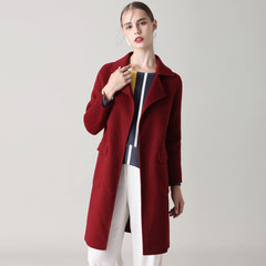 2016新款双面羊毛大衣高端冬装羊毛呢子尼修身呢外套腰带中长款女
