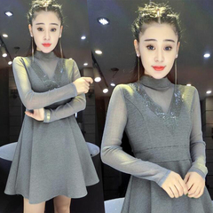 2016秋冬天新款韩版小个子女装150cm显高名媛气质长袖打底连衣裙