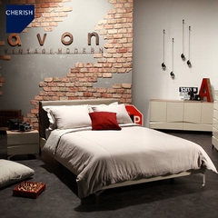 彩丽舒卧室家具北欧风格 简约现代钢琴烤漆板式床1.5米双人床软床