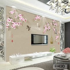 现代中式手绘工笔花鸟墙纸 卧室客厅沙发书房电视背景墙壁纸壁画