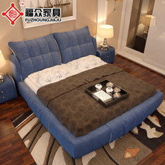 布艺床现代简约可拆洗1.51.8米双人床小户型布床主卧北欧婚床软床