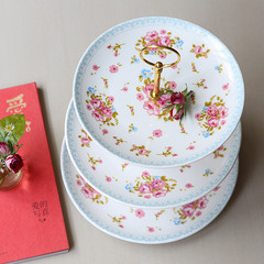 韩式蛋糕盘陶瓷三层盘水果盘创意点心盘蛋糕盘架下午茶甜品干果盘