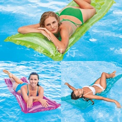 包邮正品INTEX成人游泳圈水上浮床海滩垫充气浮排荧光日光浴浮板