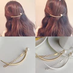 韩版新款 简约个性气质设计珍珠发夹 日韩头发饰品 韩国发卡夹子