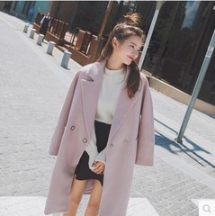 2016冬装新款韩版中长款宽松廓形羊毛呢子大衣女学生茧型加厚外套
