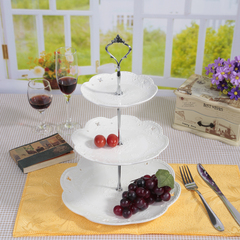 包邮欧式陶瓷水果盘客厅创意糖果点心托盘蛋糕篮干果三层盘子串盘