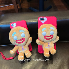 韩国姜饼人卡通iphone6s/6plus手机壳苹果7饼干人硅胶套挂绳软壳
