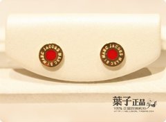 叶子.韩国进口正品14K纯金 红色圆形 字母 时尚耳钉