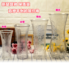 包邮简约花瓶玻璃透明特大号富贵竹百合花瓶客厅插花摆件水培花器