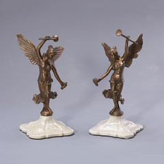 欧式复古美式中式家居饰品人物摆件软装陶瓷镶铜天使起舞摆件6259