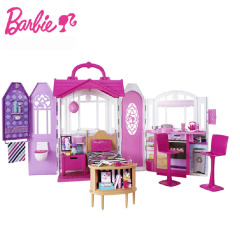 BARBIE芭比娃娃女孩玩具超大礼盒套装闪亮度假屋带娃娃CFB65