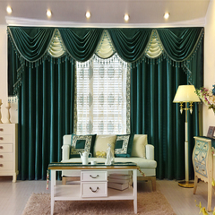 定制高档欧式豪华纯色丝绒布料窗帘幔头奢华客厅别墅卧室成品特价