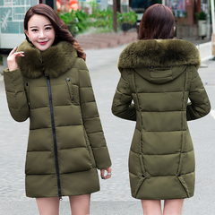 冬季新款羽绒棉服女韩版修身中老年中长款妈妈装大码加厚棉衣外套