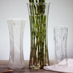 六边形玻璃透明花瓶桌面 时尚简约现代插花富贵竹水培花瓶六角
