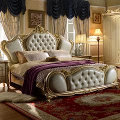 品尚 香槟金 欧式床法式双人床1.8米真皮实木床田园床公主床婚床