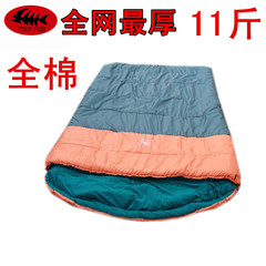 成人睡袋户外双人冬季加厚纯棉法兰绒5.5kg超大情侣三合一送枕头