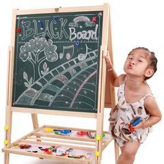 儿童画板画架双面磁性小黑板支架式画画写字板木质玩具2-3-4-5岁
