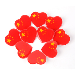 中国五星红旗胸章男女徽章胸徽胸针爱心儿童心形学校运动会爱国