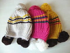 可爱宝宝帽子冬季保暖 毛线针织帽子小朋友毛球帽子