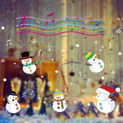 圣诞音乐小雪人树雪花玻璃贴节日公司装饰品窗花门贴幼儿园游乐场