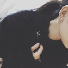 APM MONACO2016新款S925通体纯银凤尾后挂式耳钉女韩国气质耳饰品
