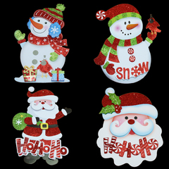 圣诞节装饰品贴画立体双面画 圣诞老人雪人圣诞树新款贴纸橱窗贴