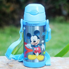 迪士尼 儿童不锈钢真空吸管保温杯 背带款350ml