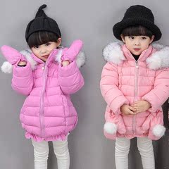 女童冬装棉衣外套宝宝儿童韩版棉服小女孩中长款加绒加厚棉袄冬季