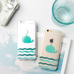 可爱小鲸鱼iPhone6s手机壳超薄透明硅胶苹果7plus保护套全包软壳