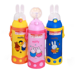 米菲儿童保温杯吸管直饮双盖婴儿多功能保温杯比咔两用宝宝吸管杯