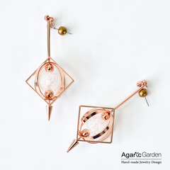 台湾品牌艾格瑞 魔杖星球玫瑰金白水晶耳环手工制作原创饰品 包邮