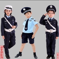 儿童小警察演出服装警察装备手枪幼儿园男女童小交警夏装表演服装