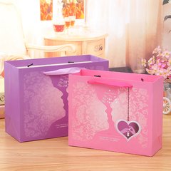 创意欧式粉色紫色 结婚喜糖回礼包装袋批发 婚庆结婚手提袋纸袋子