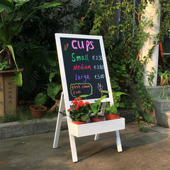 咖啡店铺立式广告板 商场餐厅活动创意花篮小黑板 写荧光笔粉笔