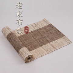 日式素咖色苎麻桌旗 双面茶道茶席茶垫 中式布艺棉麻桌布茶几茶期