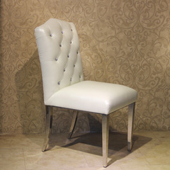 后现代定制家具 不锈钢椅子 时尚真皮餐椅 餐厅高档餐椅