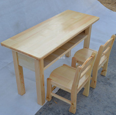 实木定制学习桌幼儿园课桌培训书椅宝宝双层桌环保清漆