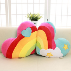 可爱沙发抱枕靠垫毛绒卡通彩虹爱心形靠枕靠垫创意抱枕情人节礼物