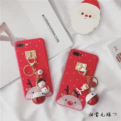 iPhone7手机壳卡通可爱创意挂件铃铛圣诞礼物苹果6plus保护套软潮