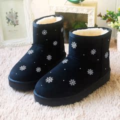 冬款新款雪地靴平底短筒靴子加厚加绒保暖棉靴学生简约女靴棉鞋女