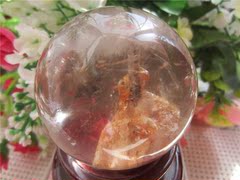 天然水晶球摆件 包裹超大方解石碧玺 异象水晶球 灵修冥想能量石