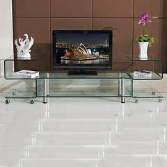 热弯强化玻璃电视柜 地柜 全玻璃客厅家具组合液晶台式电视柜可移