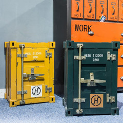 法式工业复古新品做旧铁艺柜子箱子集装箱开门柜铁箱收纳柜展示柜