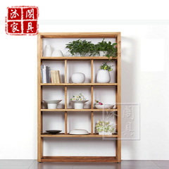 水曲柳书柜 实木储物柜简易置物架简约现代书架创意中式家具定制